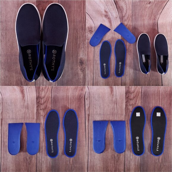 Rothys Womens Size 11 The Original Slip On Sneakers Navy Blue Knit Shoes - Picture 6 of 15